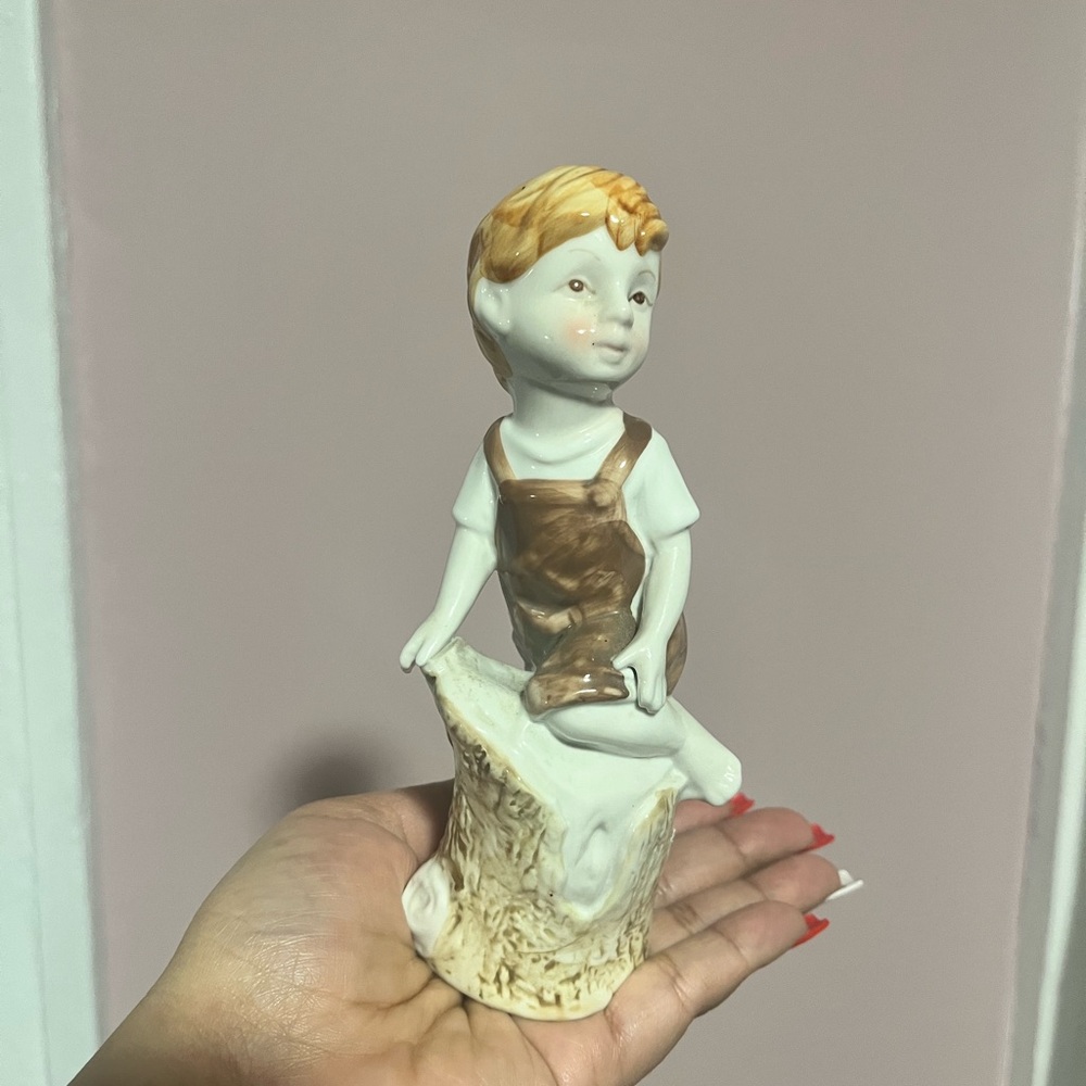 Charming Brown and Cream Kids Figurine